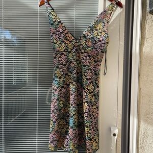 Sheer Black and Multicolored Dress